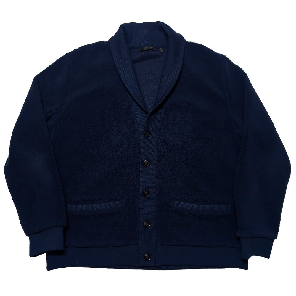 GREYSON Men's Cardigan Sweater Fleece Navy Blue XXL 2XL‎